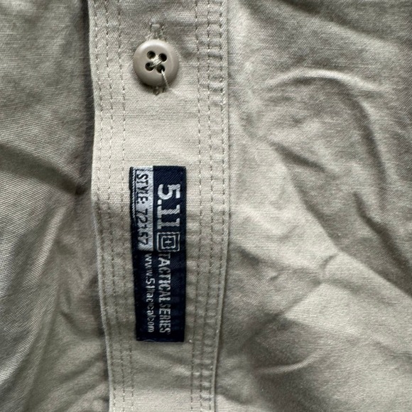 5.11 Tactical Shirt Men's Size M Khaki Long Sleeve Button Up Cotton Work Duty - Picture 13 of 16